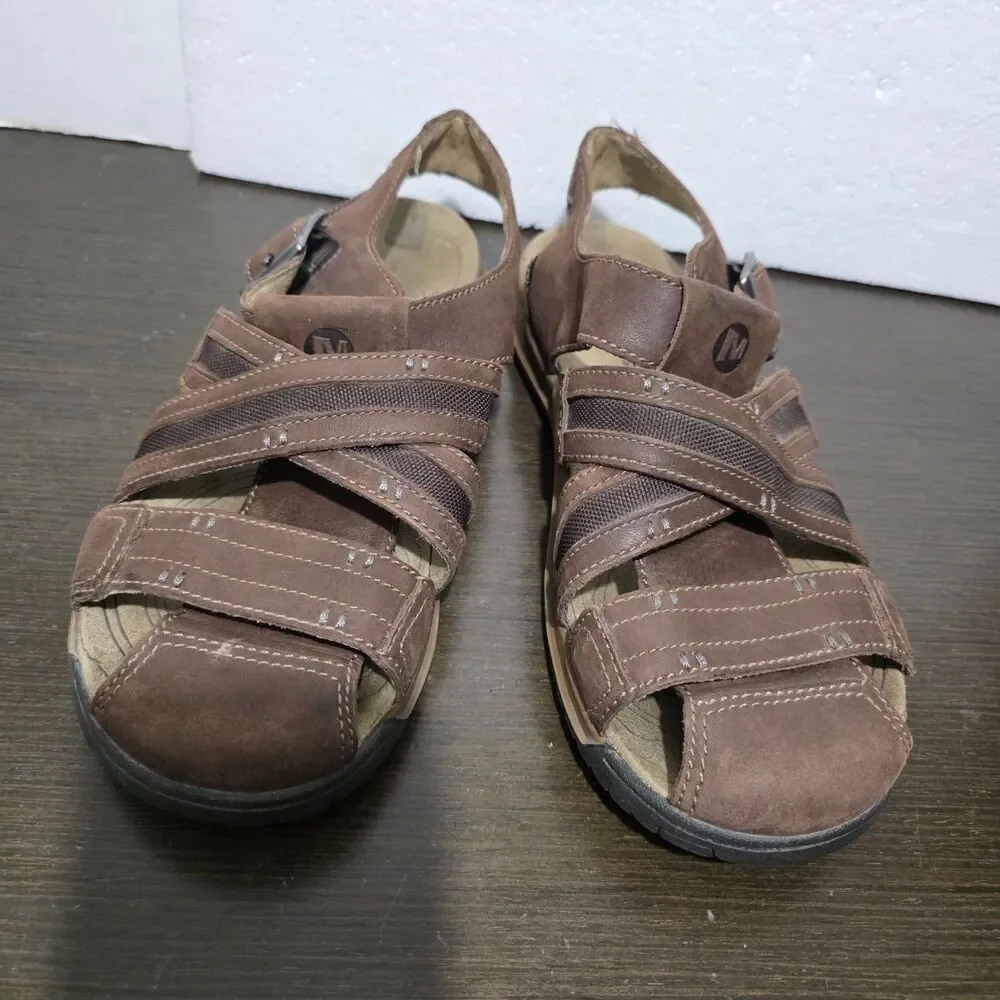 Merrell Espresso J62213 Brown Suede Leather Fisherman Sandals 9 - Picture 3 of 16